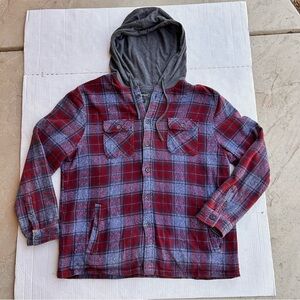 Threadgrit Men's Plaid Hooded Jacket 2 XL